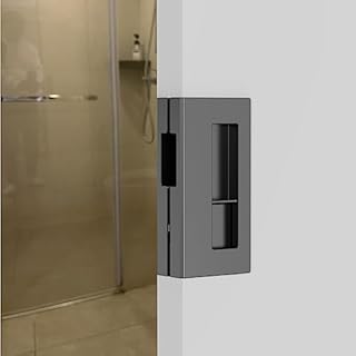 WOFADA Privacy Pocket Door Pull with Lock, Wooden Sliding Door Handle for 1-3/8”Thickness Door Replace Old Or Damaged Pocket Door Hardware (Matt Black)