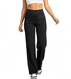 Neteson Pantaloni Donna Vita Alta Eleganti Pantaloni da Lavoro a Gamba Larga Pantaloni Palazzo Larghi Casual con Tasche Pantalone Comodi Leggeri per Business Ufficio Yoga