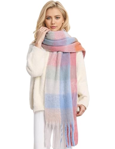 Scarf for Women Winter Warm Long Shawl Large Scarves Cold Weather Thick Blanket Scarfs Colorful Plaid
