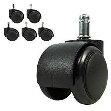 Image of Breewell Furniture Heavy Duty Pin Type Chair Wheel in Black Color | 5 pcs