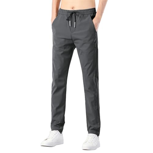 Pantalones de chándal para hombre, transpirables, de secado rápido, elásticos, pantalones deportivos de color sólido, cintura elástica regular, pantalones casuales de pierna recta, pantalones