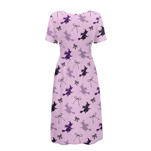 Image of Women's Summer Dresses Short Sleeve Formal Dresses with Pockets