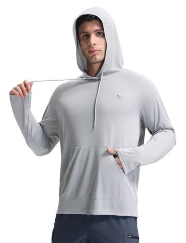 baleaf Men's Rash Guard with Kangaroo Pocket UPF 50+ Swim Shirts ...
