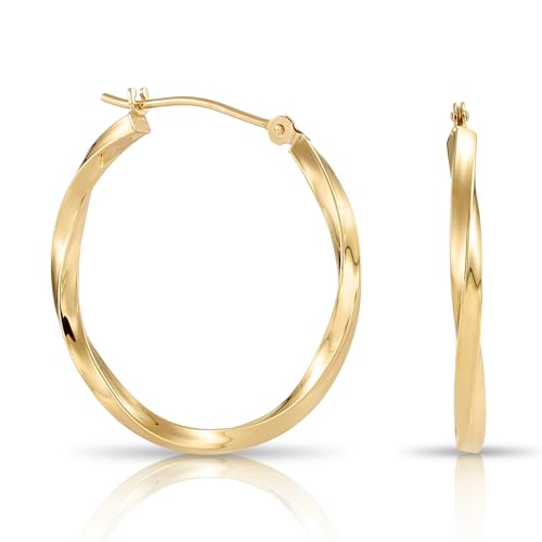 10K Yellow Gold Classic Twisted Round Hoop Earrings