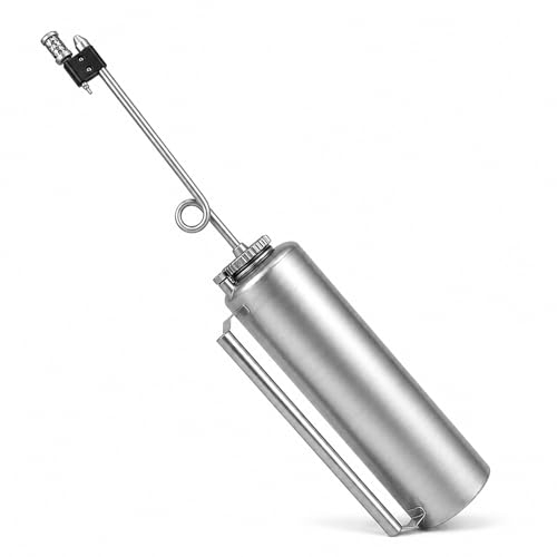 Upgraded Double Bottom Drip Torch with Fuel Trap Check Valve Oil-Proof Gaskets Forestry Wildland Burning Tool 5L 1.3 Gallon silver