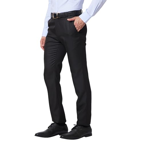 Image of Raymond Slim Fit Poly Viscose Blend Structure Pattern Flat Front Formal Trouser