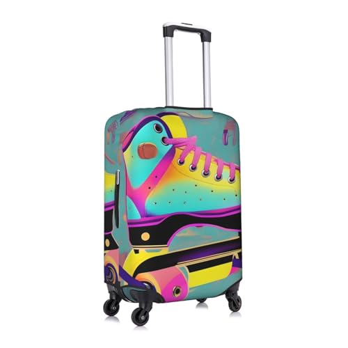 Housse de protection pour bagage extensible blanche motif patins rétro - 3