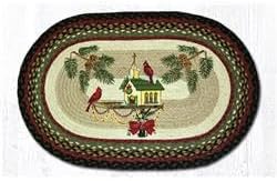 20 x 30 in. Christmas Birdhouse Oval Patch Rug