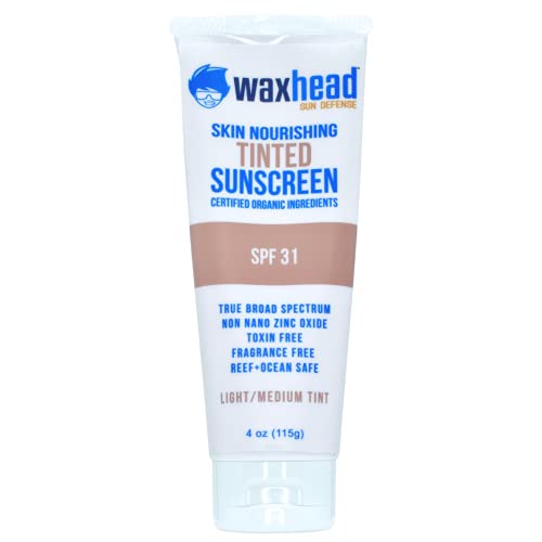Waxhead Face Tinted Sunscreen - Tinted Sunscreen for Face, Zinc Oxide Tinted Sunscreen, Face Sunscreen Tinted, Mineral Face Sunscreen, Tinted Facial Sunscreen (4oz, Light Tint)