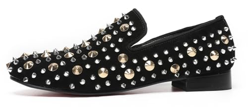 Santiomo Men's Rocker Suede Slip On Penny Loafers - Dress Casual Moccasins Western Shoes for Smoking Party Dsico Ballroom Bar Disco2