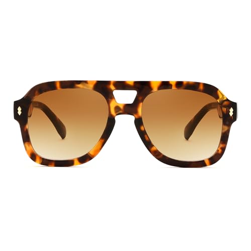 FEISEDY Retro Thick Aviator Sunglasses for Women Men Large Vintage Shades Square Pilot Chunky Sun Glasses B9174