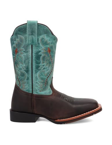 Dan Post Girls' Little Salina Western Boot Broad Square Toe - DPC4002 1 1/2 D Chocolate/Turquoise2