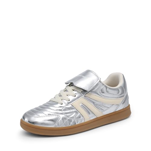 DREAM PAIRS Baskets Femme Confortables Chaussures de Marche Tennis Casual à Lacets Mode Polyvalentes,Size 38.5,Argent,DWUMFN2547