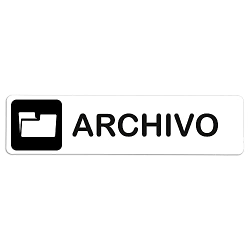 Becral® - Señal adhesiva de PVC ARCHIVO | Placa puerta PVC BLANCO | Señal informativa | Cartel Puerta 200X50mm