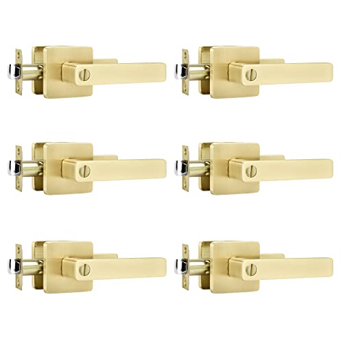 Leydebong Keyless Interior Door Handles, Gold Bedroom Door Knobs with Lock