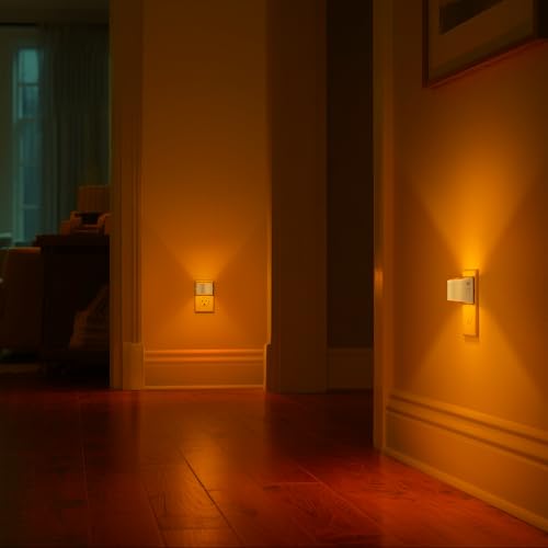Image of DORESshop LED Night Light[2 Pack], Night Lights Plug into Wall, 3 Level Brightness Adjustable Plug in Night Light, Dusk to Dawn Sensor Nightlights for Adults,Bedroom,Bathroom,Hallway, Amber