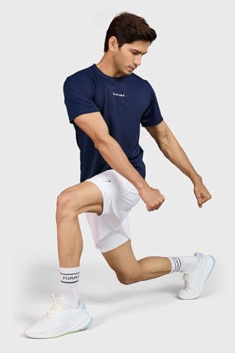Image of FUAARK Men Solid Slim Fit Polyester Gym & Running Wear Tshirt