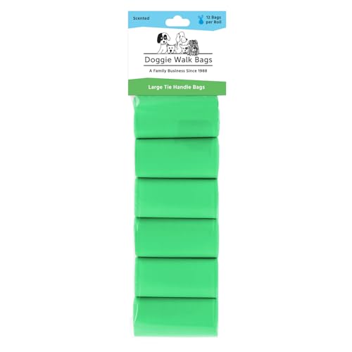 Image of Large Dog Waste Bags on a Roll with Easy Tie Handles, Extra Thick and Strong Poop Bags, 5.5 x 5.5 x 17 Inches
