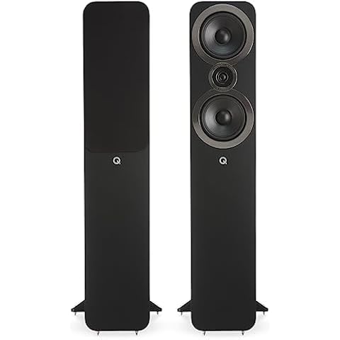 Q Acoustics 3050i Floorstanding Speakers Carbon Black Pair & Speaker Cable - 2-Way Reflex Enclosure, 2 Bass Drivers 6.5", Tweeter 0.9" - Tower Speakers for Surround Sound/Home Theater Cover