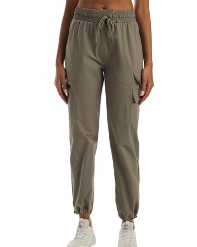 Image of Women's Joggers with Pockets, Hiking Cargo Water Resistant Lightweight Pants for Women Workout Athletic Travel Camping
