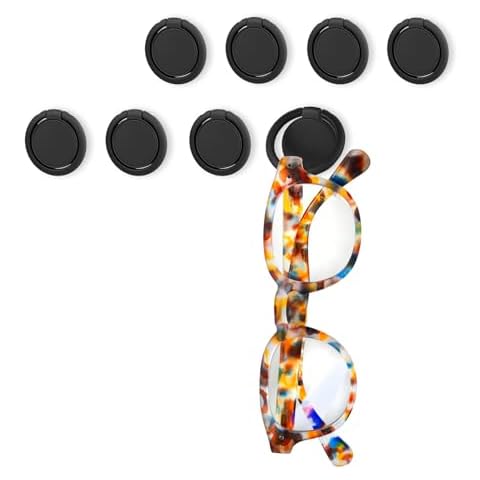 Hariendny 8 Pack Sunglasses Organizer Wall Mounted Sunglasses Holder Wall Hanging Glasses Organizer Eyeglass Holder (Black) Cover