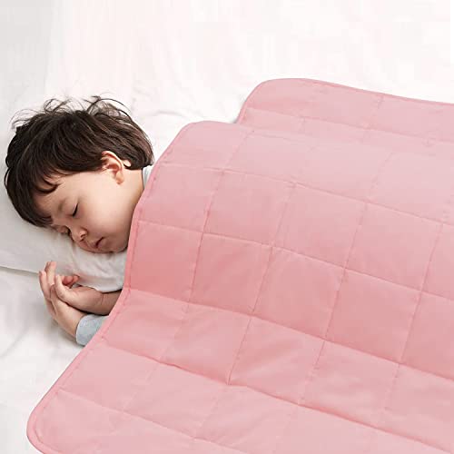 RECYCO Kinder Gewichtsdecke 2,3kg 90x120cm Schwere Bettdecke aus Baumwolle mit Glasperlen Therapiedecke Schlafhilfe Stressabbau für Kinder und Jugendliche (Rosa)