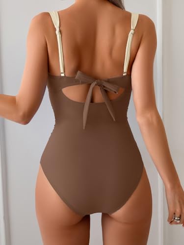 Image of B2prity Women's One Piece Swimsuits Tummy Control Bathing Suits Push Up Swim Suit Color Block Swimwear