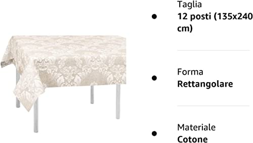 Tovaglia da Tavola Cotone 6 12 Posti Rettangolare