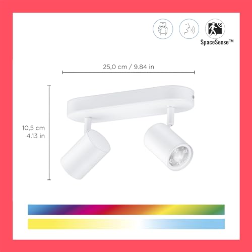 WiZ Colour Imageo Smart Connected WiFi Ceiling Light Spot Fixture. [2 Spot - White] App Control for Indoor Home Lighting, Livingroom and Bedroom