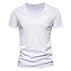 HUIFUAO White T Shirts for Men Short Sleeve V Neck Solid Color Summer Basic Casual T Shirt Top Black T Shirts for Men (White, S) #1