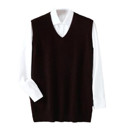 Men's Wool Knitted Sweater Vest V-Neck Solid Color Sleeveless Warm Outwear Tops