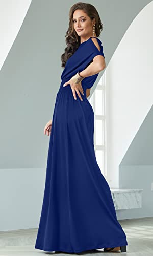 Image of KOH KOH Womens Split Sleeves Smocked Elegant Cocktail Long Maxi Dress