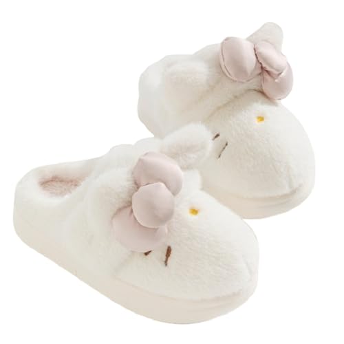 Premium Comfort Cute Kitty Cat Bow Women's Fuzzy House Slippers Indoor Soft Warm Kawaii Shoes Memory Foam Sole