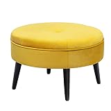Joveco 23" Ottoman Fabric Round Foot Rest Stool (Yellow)