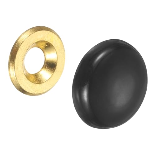 sourcing map 20 Pcs 16.8 mm Decorative Caps Cover Nails, Zinc Alloy Screw Covers Caps Mirror Fixing Screws for Mirrors, Coffee Tables, Wooden or Glass Furniture, Black