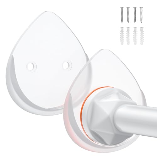 Shower Curtain Rod Holder - No Drilling Adhesive Shower Rod Holders for Wall?Heavy Duty Tension Rod Holder , Waterproof?2 Pack?Transparent Color (Shower Curtain Rod Not Included)