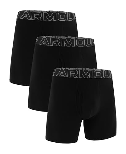 Under Armour Mens Performance Cotton - Solid 6 In 3 Pack Black Medium