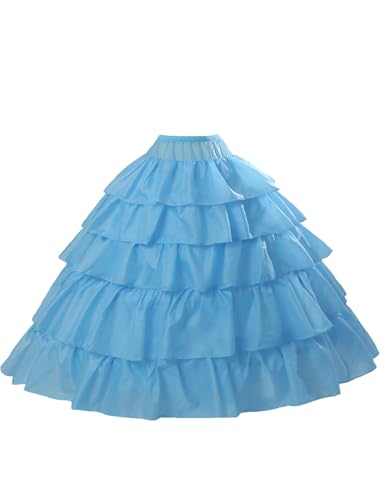 BEAUTELICATE Damen Reifrock Brautkleid Lang A-Linie Petticoat Rockabilly Barock Kleid Unterröcke Krinoline 4 Ringe mit Rüschen fur Hochzeit Karneval...