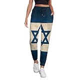 Vintage Israel Flag Sweatpants for Women High Waisted Joggers with Pockets Lounge Pants for Yoga Workout Running