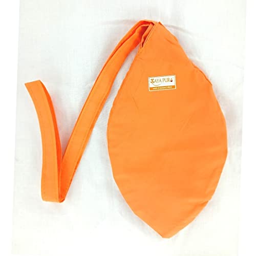 Image of Original Pure Cotton Gomukhi Japa Mala Bag /Chanting Bag or Beads Bag /Jholi /Thole with Zip Pocket and Sakshi Mala Counter (Saffron Bhagwa)