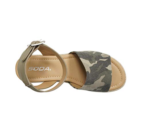 Image of Soda Topic Open Toe Buckle Ankle Strap Espadrilles Flatform Wedge Casual Sandal