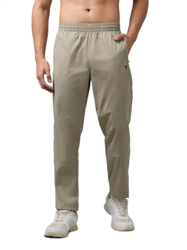 Image of TECHNOSPORT Men's Solid Slim Fit Sports Track Pants with TS LYTRA | Quick-Dry, Moisture-Wicking, UPF 50+ & Odour-Resistant Activewear for Gym, Running & Training