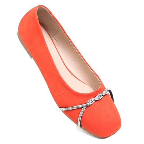 Image of TN TANGNEST Womens Casual Flats Chain Ballet Flats | Fashion Pointed Toe Rhinestone Flats, Comfort Slip On Dress Shoes for Business Work Office Wedding Party