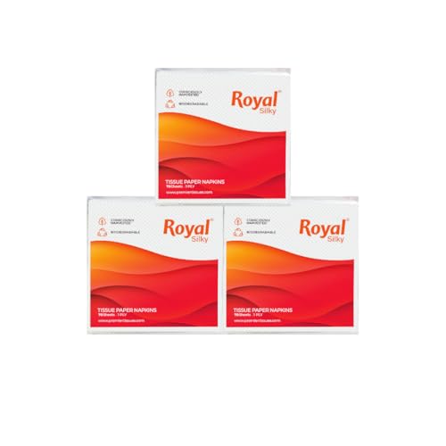 Royal Silky Tissue Paper Napkins | 210 Napkins | 70 Pulls X 3 Packs | Soft And Highly Absorbent Smooth Disposable Napkins | Hygienic White Napkins for Home, Office & Dining