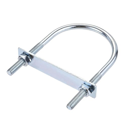 MACHSWON Round U-Bolt,1 Set Zinc Plated Alloy Steel M10 U Bolts 90mm(3.54") Inner Width 150mm Length with Nuts and Frame Plate for Automobiles Boat Trailer