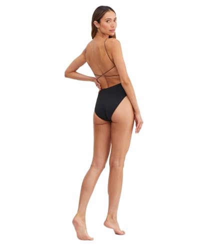 Gottex Au Naturel Golden Hour Women's Round Neck One Piece Swimsuit with Lurex Texture and Strappy Open Back2