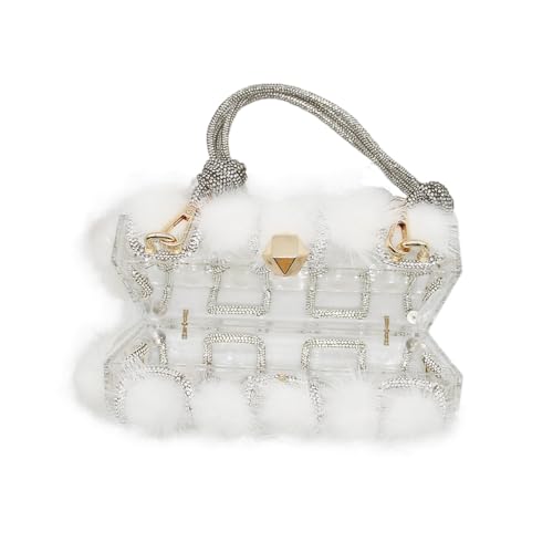 Image of DJBM Clear Acrylic Clutch Sparkle Rhinestone Evening Bag Glitter Crystal-Embellished Rope Knot Handbag Purse for Party Prom
