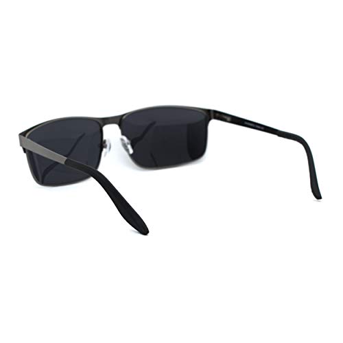 Mens Polarized Spring Hinge Rectangular Metal Rim Dress Sunglasses4