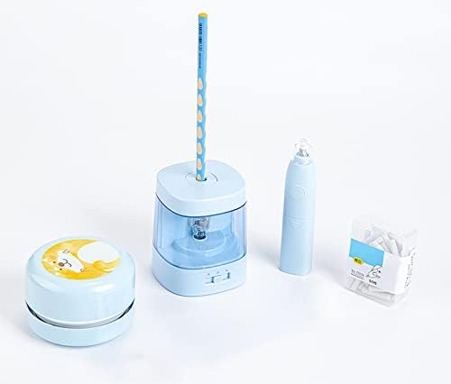 The Electric Stationery Gift Set Includes a Electric Pencil Sharpener+Electric Eraser+Eraser Refill+Desktop Vacuum+DIY Stickers, All Need Battery Power,for Teacher,Artists,Office