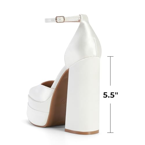 Image of DREAM PAIRS Women's High Chunky Platform Closed Toe Block Heels Square Toe Ankle Strap Dress Wedding Party Pumps Shoes Aurelia